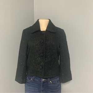 OLD NAVY Women`s Black Sparkle Glitter Woven Tweed Crop Dressy Jacket Coat Sz‎ M